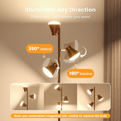 SIBRILLE 36W LED Tree Floor Lamp with Remote for Living Room Bedroom - color: Brown