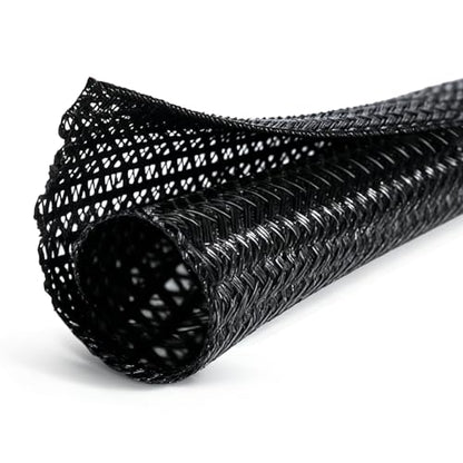 Braided Cable Management Sleeve, 10 ft (120 in), 1/2 in, Black | Expandable Split PET Braid, Self-Closing Design for TV, PC, USB and Ethernet Cables, Protect Pets Kids - size: 10ft-1/2"