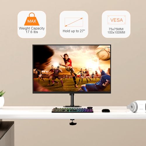Pholiten Single Monitor Stand Desk Mount for 13-32 Inch - color: Black, size: 13-32" Single long monitor mount
