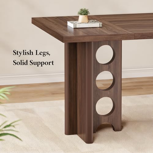 63 Inch Executive Desk with Power Outlet, Modern Computer Office Desks, Large Laptop Desk Writing Table Workstation Business Furniture for Home Office, Brown - color: Brown