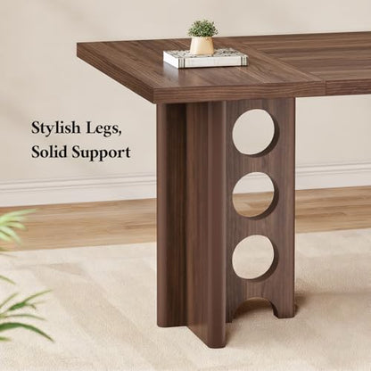63 Inch Executive Desk with Power Outlet, Modern Computer Office Desks, Large Laptop Desk Writing Table Workstation Business Furniture for Home Office, Brown - color: Brown