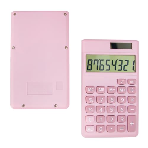 Basic Standard Calculators Small Digital Desktop Calculator with 8-Digit LCD Display, Battery Solar Power Smart Calculator Children's School Adult Office Family Standard Functions (8 Bit Pink) - color: 8 Bit Pink