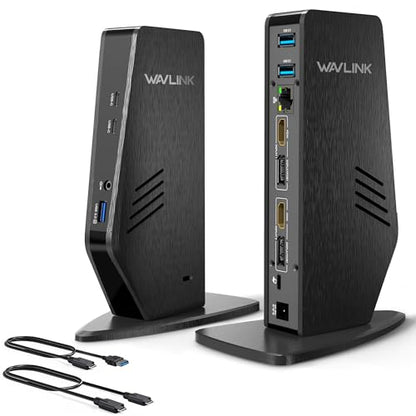WAVLINK Universal Laptop Docking Station - Dual Monitor Support for Windows and Mac, 5K/Dual 4K@60Hz (2 HDMI, 2 DP, 3 USB, 2 USB-C, Ethernet, Audio&Mic) - style: 2 DP+2 HDMI