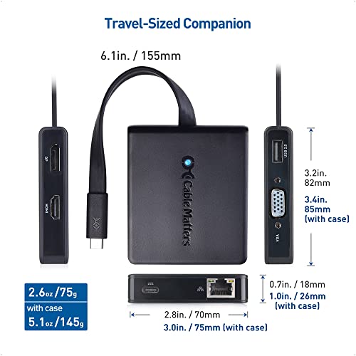 Cable Matters USB C Hub with HDMI, DisplayPort, VGA, Ethernet, Charging