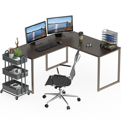 SHW Mission 55 x 60 L-Shape Home Office Computer Desk, Espresso - color: Espresso, size: 55-Inch L-Shaped