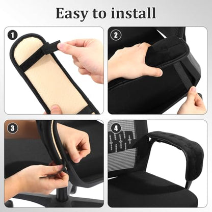 SEWACC 1 Pair Office Chair Armrest Pads, Elastic Arm Rest Covers for Desk Chair, 17.71 x 3.93 Inch - color: Black