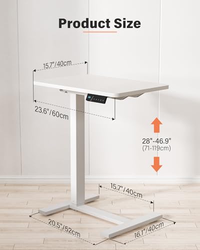 FiCiHi 24"x 16" Electric Standing Desk, Mobile Sit Stand Up Desk, White - color: White, size: 24" x 16"
