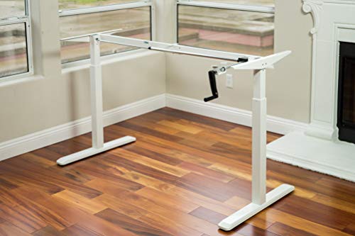 Height Adjustable Ergonomic Workstation Crank Desk Frame, Tabletop Not Included, 48.56 Inch Max, White - color: White