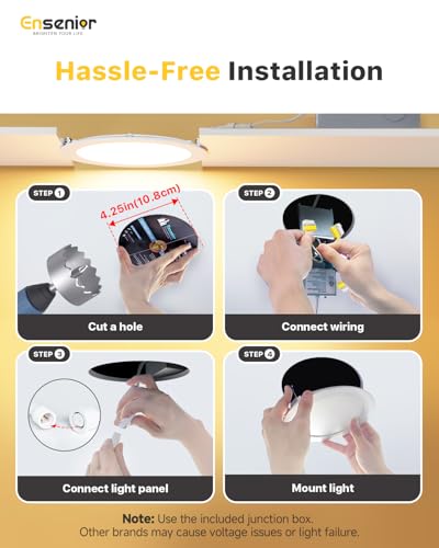 Ensenior 24 Pack 4 Inch LED Recessed Light, 6000K Dimmable Canless Wafer - color: 6000k - Clear White, size: 4 Inch