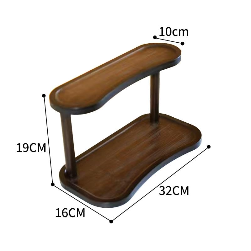 Bamboo Desktop Organizer Shelf – 2-Tier Wooden Storage Rack for Perfume, Makeup, Coffee Mugs – Natural Bamboo Display Stand for Vanity, Bathroom, Office (12.5” x 6.5” x 7.5”)