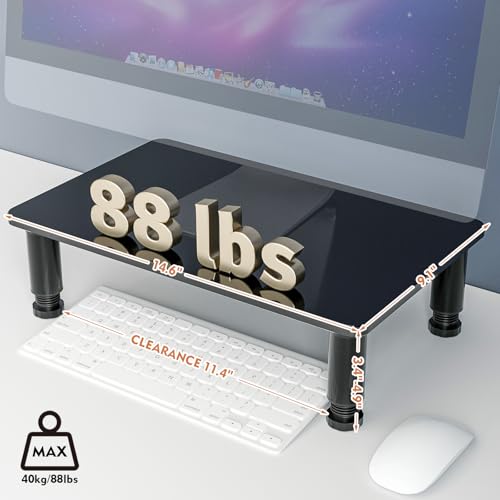 Hemudu 2 Pack Computer Monitor Stand Riser with Height Adjustable Multi Media Desktop Stand for Flat Screen LCD LED TV, Laptop/Notebook/Xbox One, Black HD01B-202 - color: Black