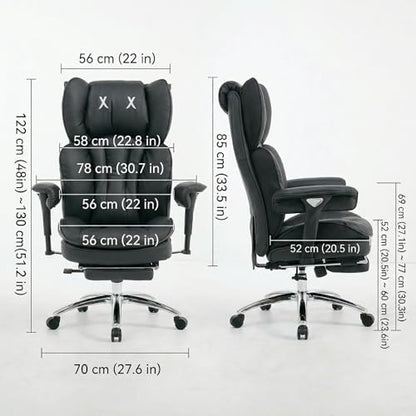 Big & Tall Office Chair, 400lbs Executive Chair with Footrest, Black - color: Black