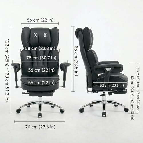 Big & Tall Office Chair, 400lbs Executive Chair with Footrest, Black - color: Black