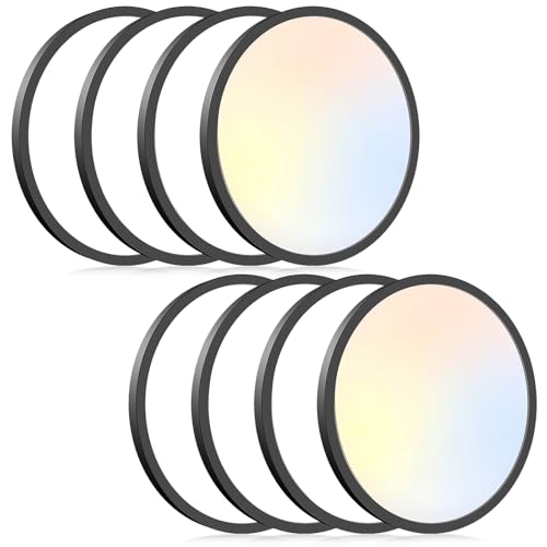 8Pack LED Flush Mount Ceiling Light Fixture, 12Inch 24W, Dimmable&3000K/3500K/4000K/5000K/6500K Adjustable Low Profile Ceiling Lights, 3200LM Modern Lamp for Bedroom, Porch, Kitchen, Hallway, Black - color: Black, size: 12Inch-8pack