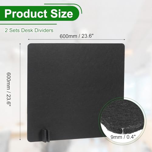 PATIKIL Desk Divider, 2 Set 24 x 24 Inch Acoustic Freestanding Desk Divider Desk Privacy Panel with 8 Pcs Support Feet for Library Office Workstation, Black - color: Black, size: 24 x 24 Inch