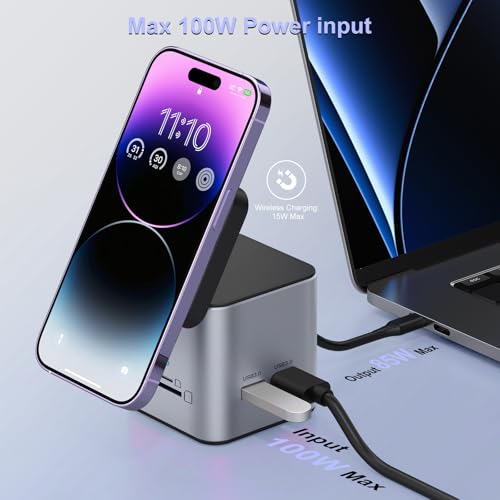 USB C Laptop Docking Station, 9 in 1 Hub with MagSafe Charger, Silver Gray - color: Silver Gray