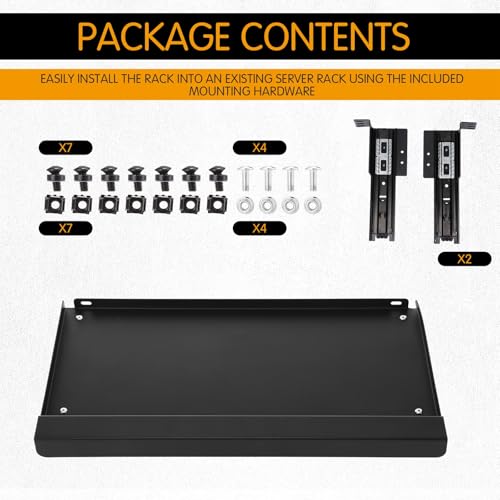 AceOrbit 1U Keyboard Tray 8" Deep, Universal 19" Rack Mount Sliding Shelf Tray 8" Deep for Network Equipment Server Rack or Cabinet