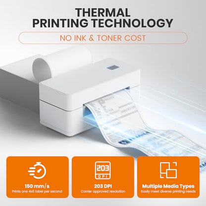 Bluetooth Thermal Shipping Label Printer 4x6 Wireless Direct Thermal Label Machine Small Business High Speed Portable Maker Compatible with Android, iOS & Windows for Ebay Shopify USPS