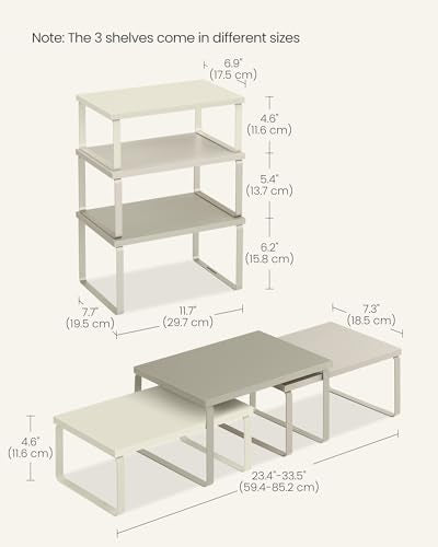 SONGMICS Cabinet Organizer Shelf, Set of 3 Spice Rack, Kitchen Storage | Kitchen Counter Shelves, Kitchen Storage, Spice Rack, Summer Sand, BYSTRO Collection UKCS220K01 - color: Sand Beige
