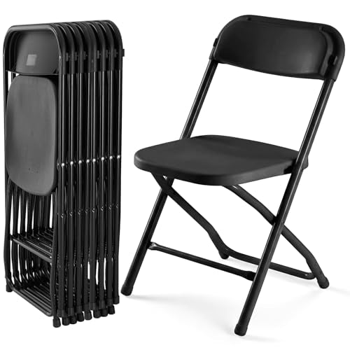 DUMOS Plastic Folding Chairs Sets of 8, Patio Dining Foldable Sets, Outdoor - color: Black, size: 8