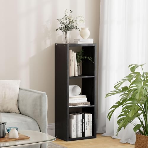 3 Cube Storage Organizer Single Row, Cube Shelf with Heavy-Duty Thick Boards, 13.31" L x 9.37" W x 36.93" H, Smooth Easy-Clean Panels, Simple Assembly, for Living Room Bedroom Office, Black - color: Black, size: 3 Cube-13.31" L x 9.37" D x 36.93" H