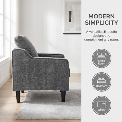 Dark Grey Accent Chairs Set of 2, Comfy Arm Chairs for Living Room, Office | STHOUYN Club Chair, Reading Chairs for Bedroom, Waiting Area Seating, Small Space Office Chairs, Supportive Wide Seat - color: Dark Gray