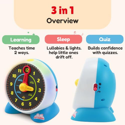 BEST LEARNING Learning Clock - Talking Time Teaching Toy for Kids | Educational Quiz Game, Interactive Lights and Sounds, Musical Night Light, Birthday Gift for 3 to 6 Year Old Boys and Girls
