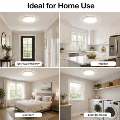 KSANA 12 Inch LED Flush Mount Ceiling Light, 5 CCT Selectable Ultra-Slim Round Flat Panel Light, Triac Dimmable 5%-100%, 24W 2160LM Ceiling Light Fixture for Kitchen, Bedroom, Hallway, Office - size: 12 Inch