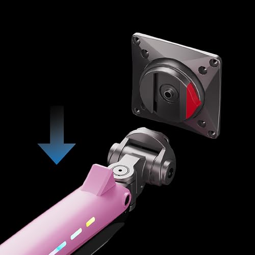 NB Gaming Monitor Arm or for 32 to 60 Inches Screen, Load up to 20 kg, VESA 75/100, RGB-Light, Heavy Duty, Multi Angle Adjustable, Premium Aluminum, Pink - color: Fantasy Pink