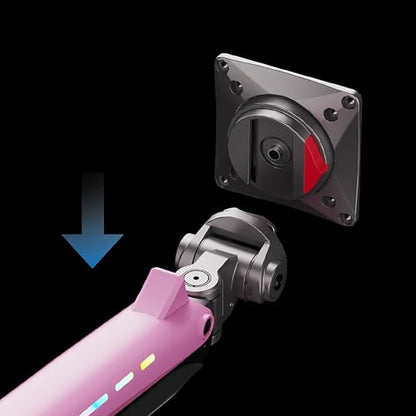 NB Gaming Monitor Arm or for 32 to 60 Inches Screen, Load up to 20 kg, VESA 75/100, RGB-Light, Heavy Duty, Multi Angle Adjustable, Premium Aluminum, Pink - color: Fantasy Pink