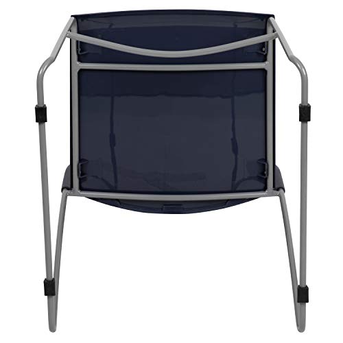EMMA + OLIVER Home and Office Navy Sled Base Stack Chair with Air-Vent Back - color: Navy