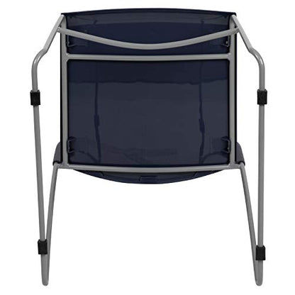 EMMA + OLIVER Home and Office Navy Sled Base Stack Chair with Air-Vent Back - color: Navy