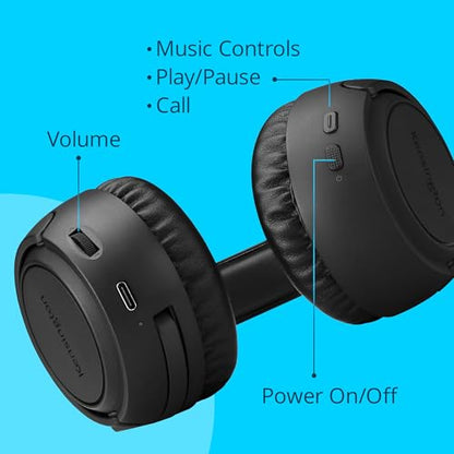 Kensington H1050 EQ Wireless Headset with Microphone, Bluetooth 5.4, ENC Microphone, Earcup Controls, Black (K80182WW) - size: Wireless/On-ear