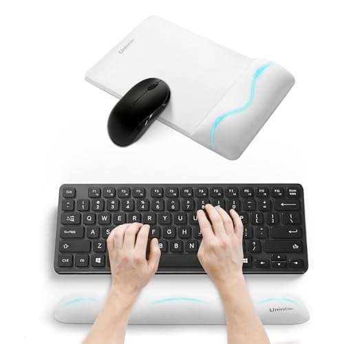 univo colors Mini Size Mouse Pad with Wrist Rest & M-Size Keyboard Wrist Rest Set,Premium PU Material,Low-Rebound Cushion,Ergonomic Design,Smooth Mouse Control with Hard Plate,Reduces Fatigue,White - color: M-size Set_white, style: Mini Size Mouse Pad & M
