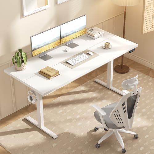 Agilestic Electric Height Adjustable Standing Desk, 48 Inch, White | Smooth Height Adjustment, Memory Presets, Hooks, Stable Steel Frame,154 lbs Capacity, Easy Assembly, Splice Board - color: White, size: 48 x 24 Inch