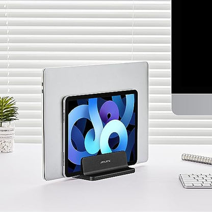 JARLINK Vertical Laptop Stand, Adjustable Aluminum Desktop Holder, Black - color: Black, size: 1-slot