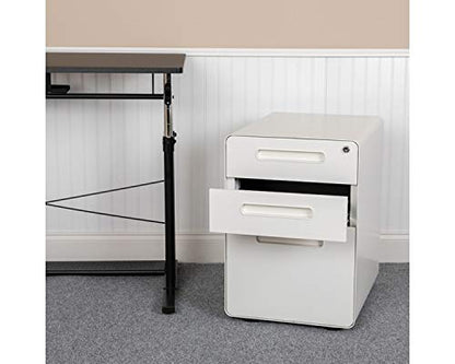 Flash Furniture 3-Drawer Locking Mobile Filing Cabinet, White - color: White, style: Ergonomic