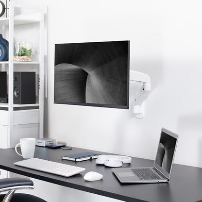 VIVO Single Monitor Counterbalance Wall Mount for 32 inch Screens up to 19.8 lbs, Full Motion, Max VESA 100x100, White, MOUNT-V001GW