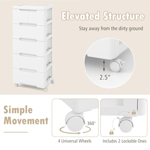 Storage Cabinet with 6 Plastic Drawers, Vertical Cart with wheels, Storage Organizer for Bedroom, Bathroom, Living Room & Office (16"L x 13"W x 38"H) - size: 16” x 13” x 38” (6 Drawers)