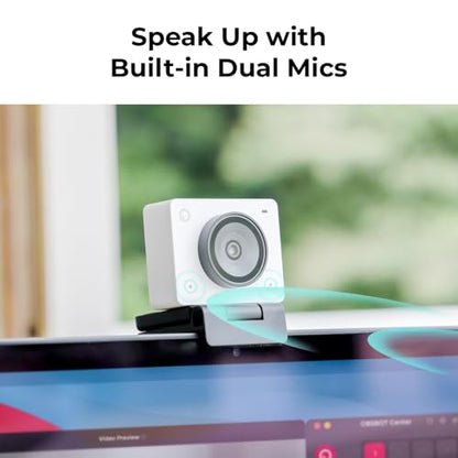 OBSBOT Meet 2 Webcam 4K - AI Framing & Auto Tracking, 1/2" Sensor, 60FPS, Auto Focus, HDR, Dual Mics - Lightweight USB Web Camera for Streaming, Zoom Meetings, Gaming. (Space Gray)