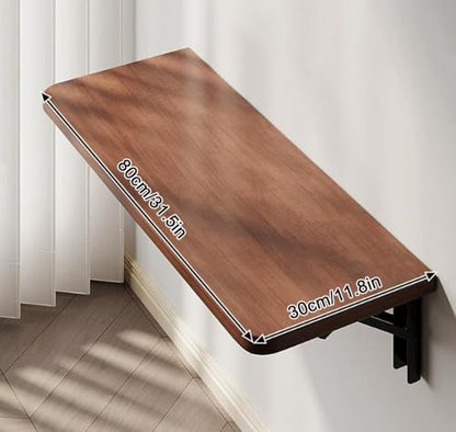 Wall Mounted Folding Table, 32 in Fold Down Floating Desk for Small Space - color: Walnut, size: 32 in