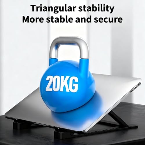 Adjustable Laptop Stand, 6-Level Foldable, Ventilated, for 10-15.6 Inch - color: Black