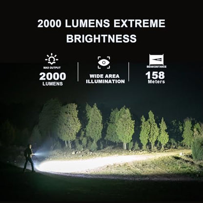 PowerTac Quad 2000 Lumen Flashlight, 4-in-1 Flat Design | USB-C Rechargeable, Multi-Light EDC Light - color: Black