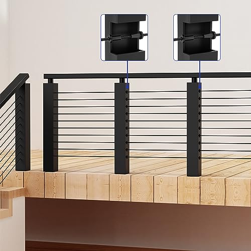BLIKA 100 Pack Black Stainless Steel Protector Sleeves for 1/8" 5/32" or 3/16" Deck Cable Railing, for Wood/Composite Posts, T316 Marine Grade, Black Cable Railing Protector Sleeves