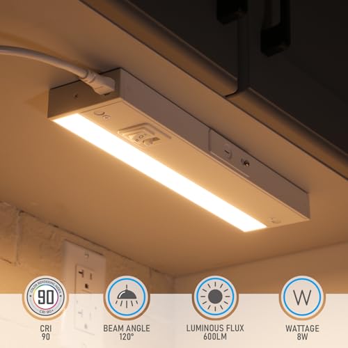 TORCHSTAR 4-Pack 12 Inch 5CCT LED Under Cabinet Lighting Aluminum, White - color: White, size: 12 Inch