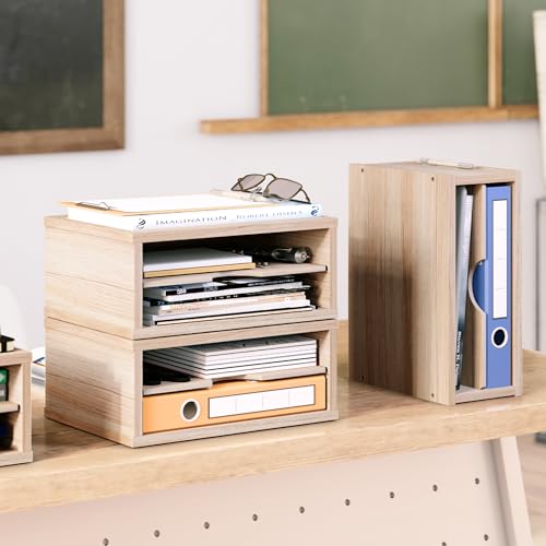 Ballucci 2-Tier Wooden Desk Organizer, Office Desk Organization, Mail Sorter, Paper Tray, File Folder Holder, Desktop Paper Organizer, Desk Organizers and Accessories, Natural Wood - color: Natural Wood, size: 2 Tier