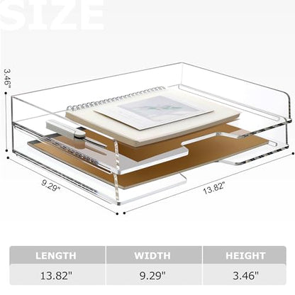 2 Pack-Stackable Paper Letter Tray Enlarged A4 File Desk Organizer Acrylic - style: Enlarged 2 Tier Trays