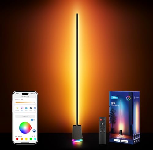 NEEWER NF06 RGB IC CW Smart Floor Lamp, 1500lm LED Standing Corner Light, APP/AI Design/Music Sync, 16 Million Color Ambient Lighting Compatible with Google and Alexa, Living Room Bedroom Home Decor