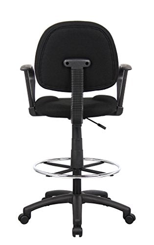 Boss Office Products Ergonomic Works Drafting Chair with Loop Arms in Black, Mid-Back - color: Black, style: Loop Arms