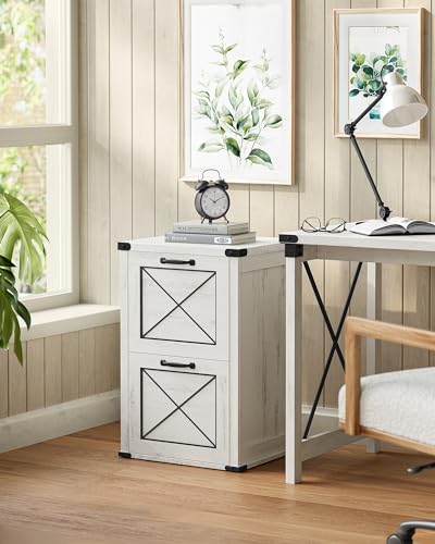 VASAGLE File Cabinet, Filing Cabinet with 2 File Drawers, Printer Stand, Fit A4, Letter Size, Hanging File Folders, Modern Farmhouse Style, for Home Office, Rustic White UOFC048T73 - color: Rustic White, style: 2 Drawers